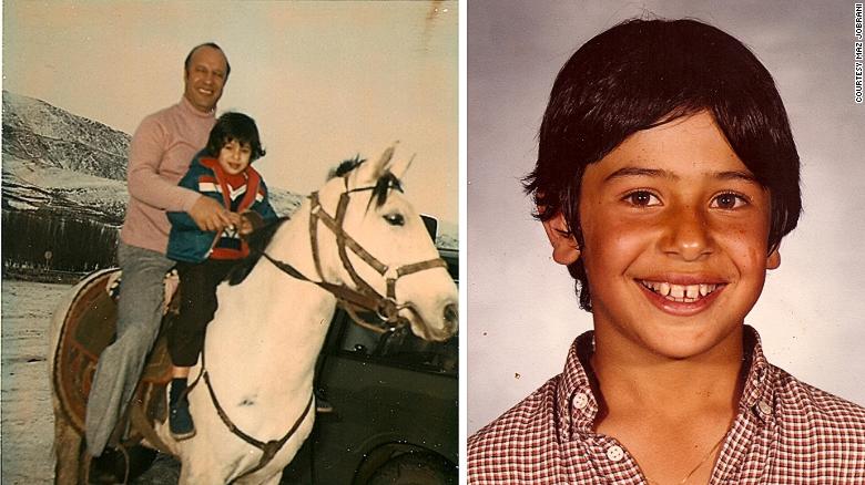 Maz Jobrani with his father in Iran (L) and in the United States at the age of eight (R).