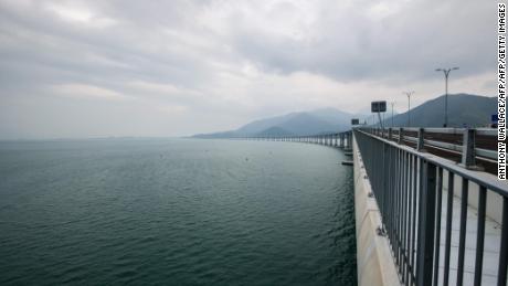 Uma visão geral mostra o lado de Hong Kong da Ponte Hong Kong-Zhuhai-Macau (HKZM) em 19 de outubro de 2018, cinco dias antes de sua cerimônia de abertura.