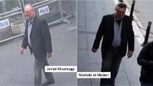 Surveillance footage shows Jamal Khashoggi (left) as he enters the Saudi consulate. A senior Turkish official told CNN the man on the right, Mustafa Al-Madani, dressed up in Khashoggi's clothes after his death. 