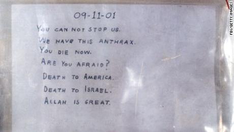 This anthrax-laden letter was sent to then-Senate Majority Leader Tom Daschle in 2001.