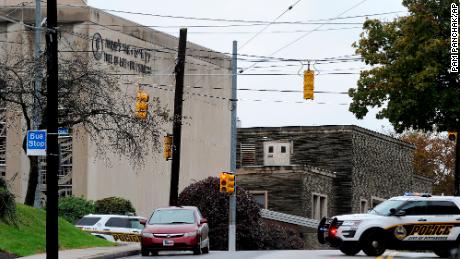 Police respond to an active shooter situation at the Tree of Life synagogue on Wildins Avenue in the Squirrel Hill neighborhood of Pittsburgh.