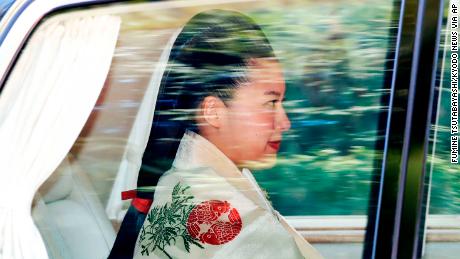 Princess Ayako on her way to her wedding ceremony in Tokyo, Oct. 29, 2018. 