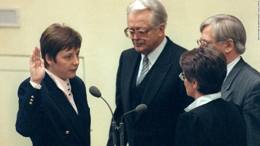 A month after being elected to the Bundestag, Merkel was appointed to Germany's Cabinet in January 1991. Chancellor Helmut Kohl named her Minister for Women and Youth.