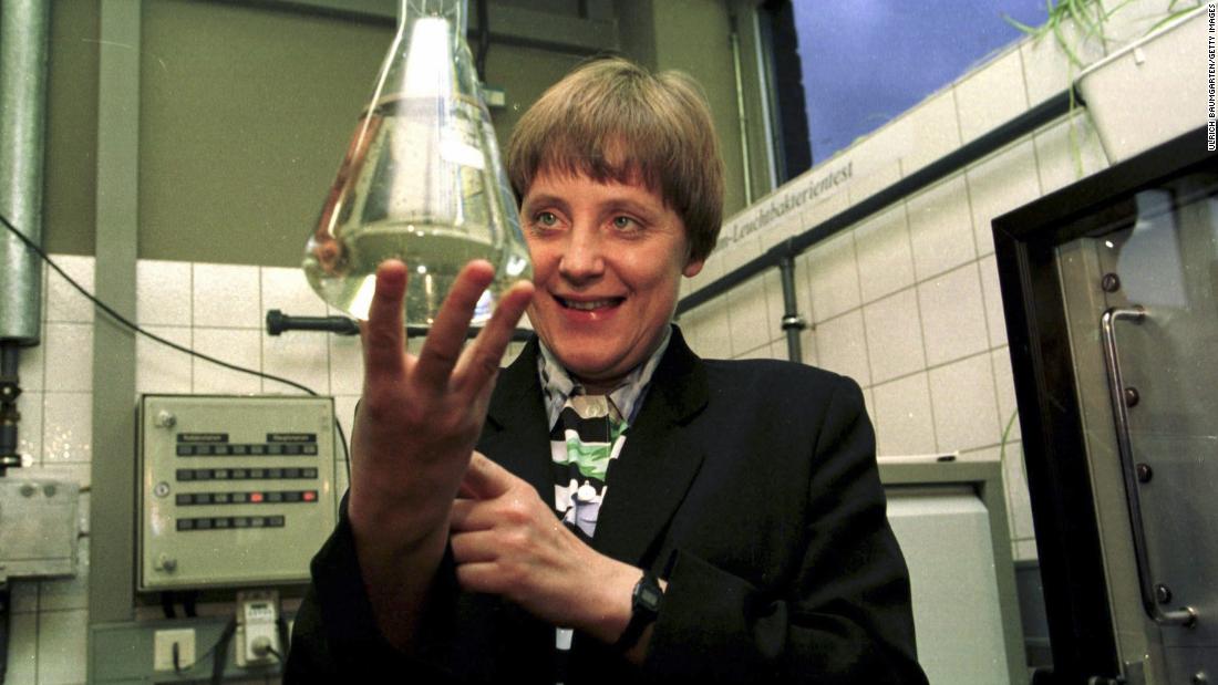 Merkel changed Cabinet positions in 1994, becoming Minister of the Environment, Nature Conservation and Nuclear Safety. Here, she visits a water-control station in Bad Honnef, Germany, in 1995.