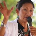 Native American candidate Deb Haaland who is running for Congress in New Mexico's 1st congressional district seat for the upcoming mid-term elections, speaks in Albuquerque, New Mexico on October 1, 2018. - If Haaland is successful she will be the first Native American woman to hold a seat in the United States House of Representatives. The seat is currently held by Michelle Lujan Grisham who will now run for Governor of the state. (Photo by Mark RALSTON / AFP)        (Photo credit should read MARK RALSTON/AFP/Getty Images)
