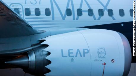 The first Boeing 737 MAX airliner, including fuel efficient LEAP engines, is pictured at the company's manufacturing plant, on December 8, 2015, in Renton, Washington.