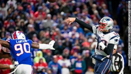 Never count out the Patriots: Tom Brady, seen here in Monday's win against the Bills, is still delivering at age 41.