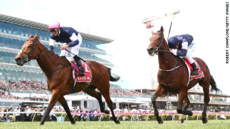 Corey Brown rode Rekindling to victory in the Melbourne Cup at Flemington in 2017.