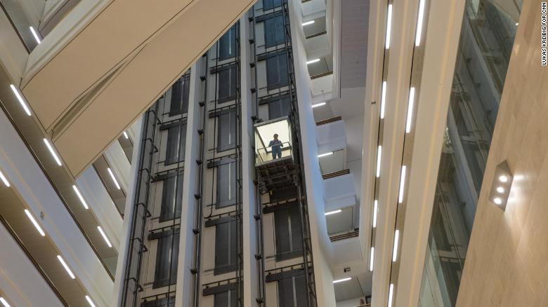 A view from inside the atrium of Der Spiegel&#39;s headquarters in Hamburg.