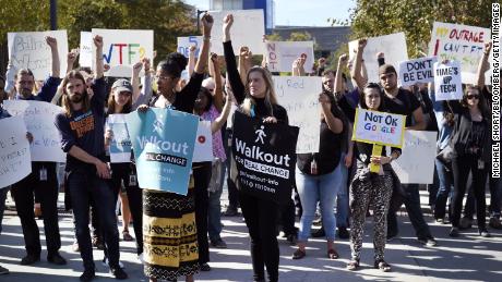 Protesters gathered in Mountain View, California.