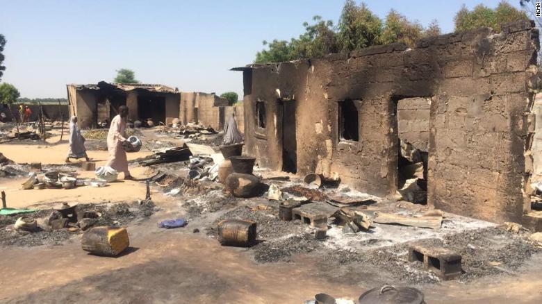 A resident in Kofa village in the outskirts of Maiduguri, in Borno State where Boko Haram militants burnt houses and shot at people on October 31, 2018.