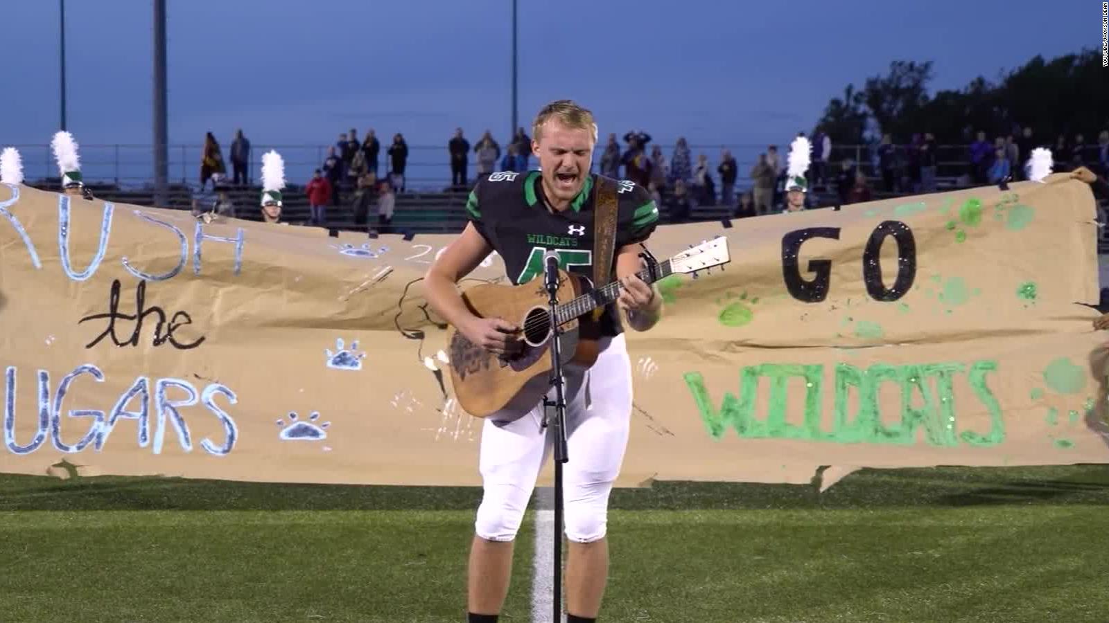 Football Player Stuns Singing National Anthem Cnn Video