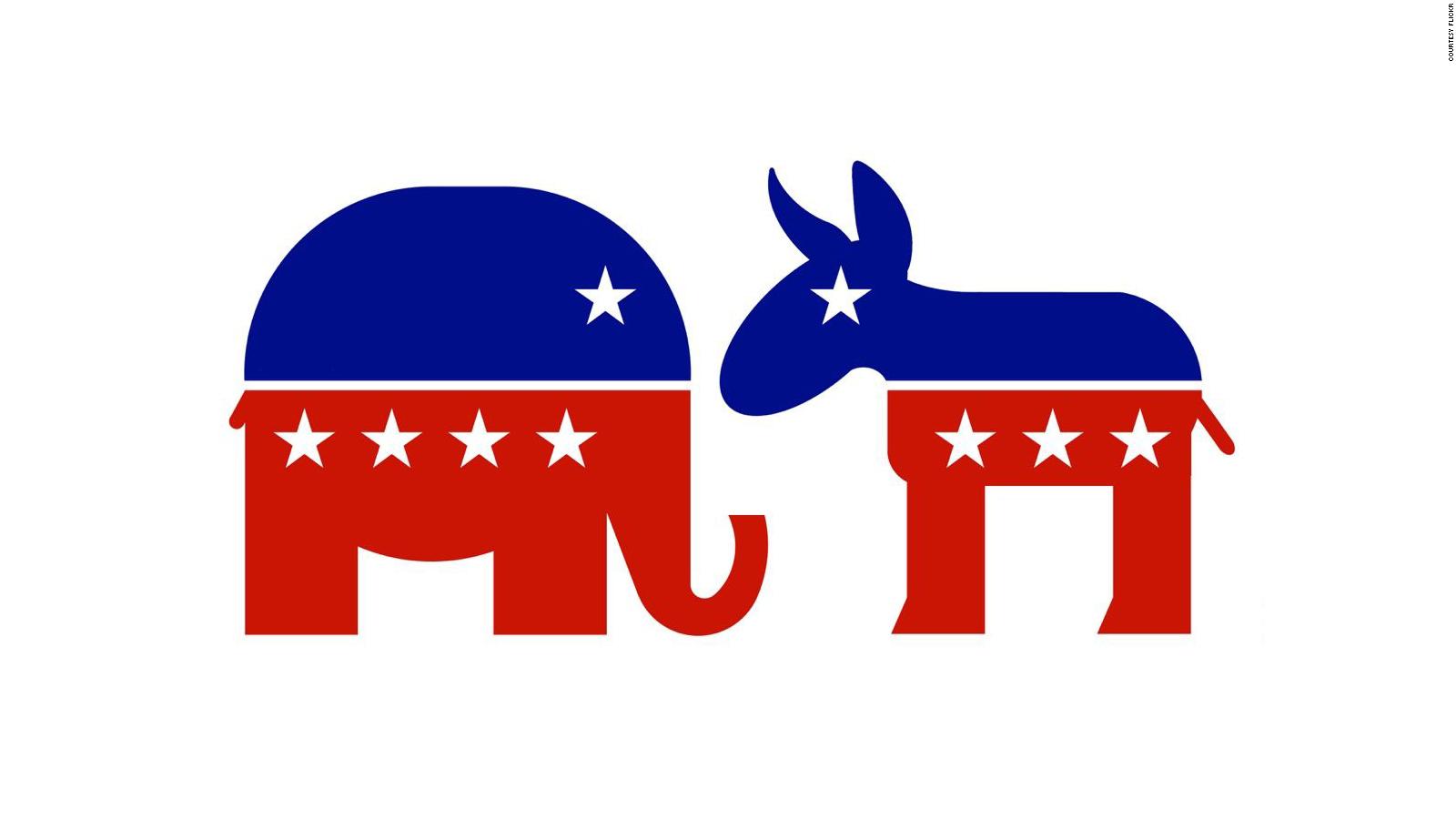 The symbols of the Democratic and Republican parties