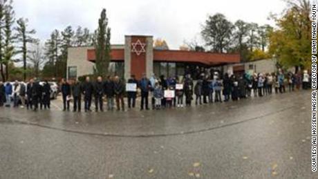 A "Ring of Peace" outside the Temple Har Zion synagogue in Toronto.