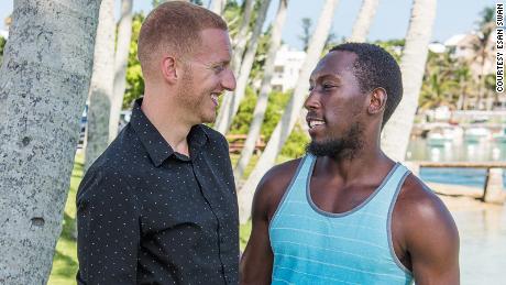 Greg Godwin-DeRoche (L) and Winston Godwin-DeRoche (R) fought for LGBT rights for Bermudians, but married in Canada.