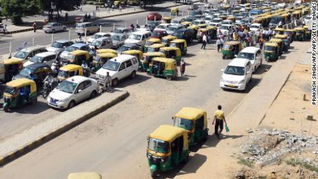 Traffic jams in Delhi are a routine occurrence, even on days with clean air. 