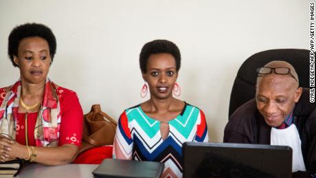 Diane Rwigara (center), and her mother Adeline Rwigara on trial in Kigali&#39;s High Court on Wednesday.