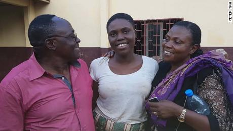 Father, Mujum Majum, Mathel, and her mother, Florence on Wednesday in Bamenda city.