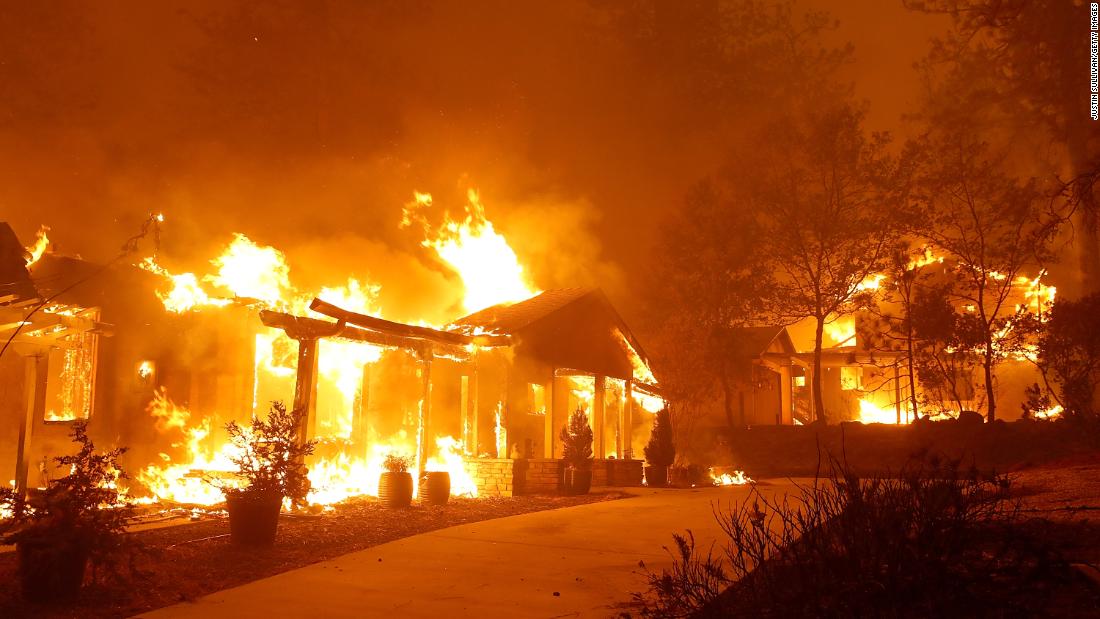A Paradise home is engulfed in flames on November 8. 