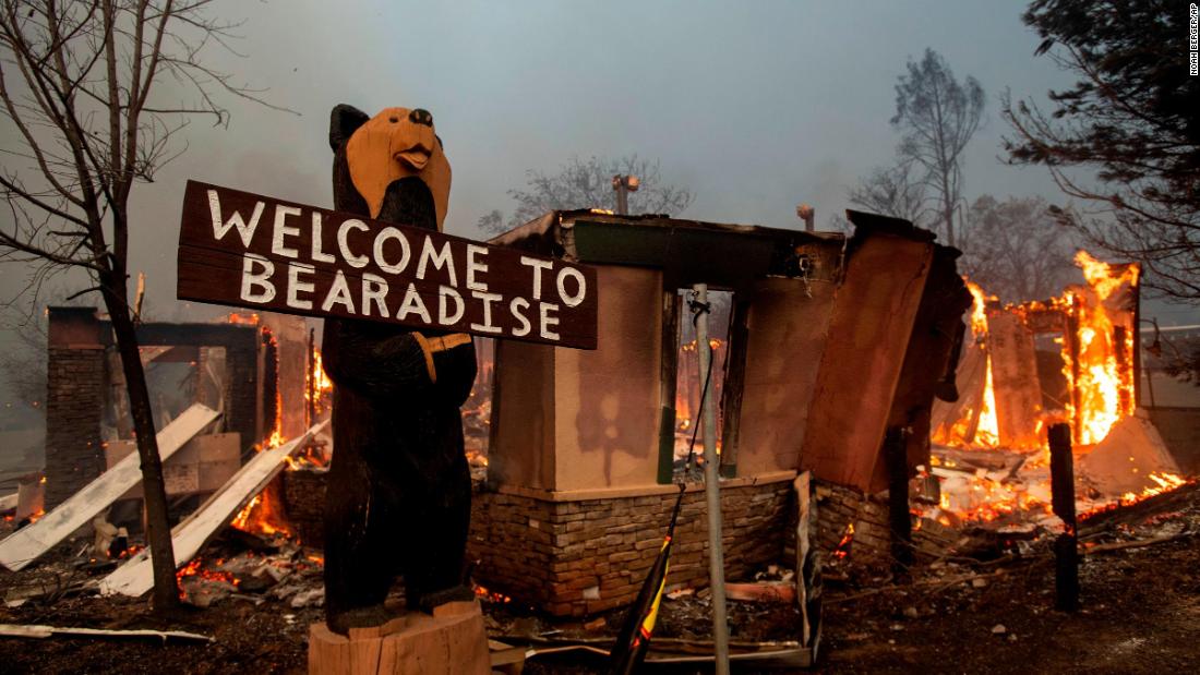 The remains of a building are seen after being consumed by the Camp Fire.