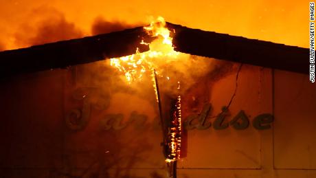 Flames consume the Paradise Skilled Nursing facility Thursday in Paradise, California. 