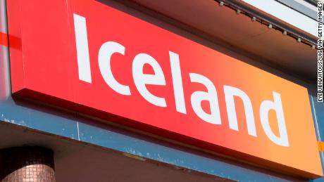 Iceland frozen foods shop sign