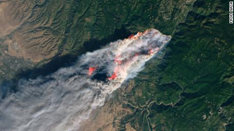 Satellite image from NASA during the Camp Fire.
