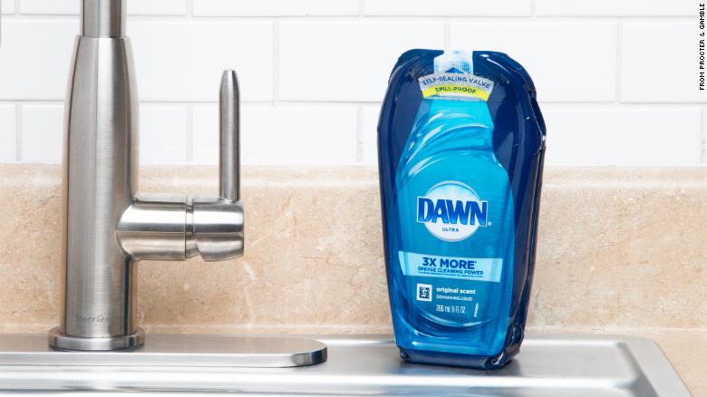 P&amp;G&#39;s new Dawn version is easier to pack in a cardboard box.