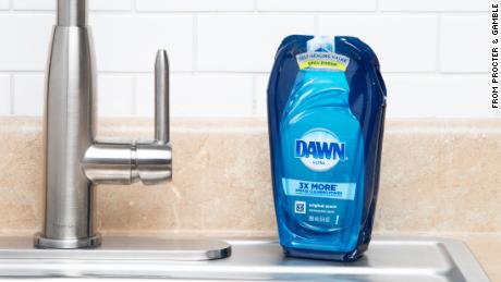 P&G's new Dawn version is easier to pack in a cardboard box.