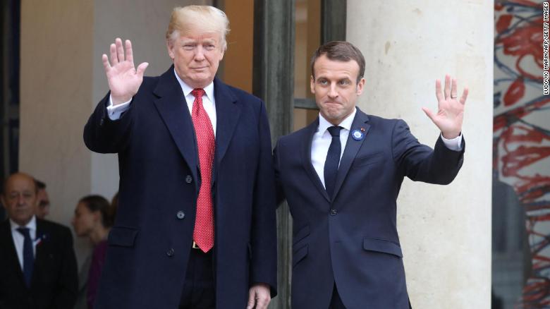 Trump, Macron gloss over differences in France after rough start
