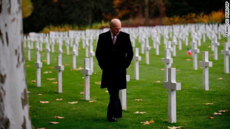 White House Chief of Staff John Kelly visits the Aisne Marne American Cemetery near the Belleau Wood battleground, in Belleau, France, Saturday, Nov. 10, 2018. Belleau Wood, 90 kilometers (55 miles) northeast of the capital, Iis the place where U.S. troops had their breakthrough battle by stopping a German push for Paris shortly after entering the war in 1917. (AP Photo/Francois Mori)