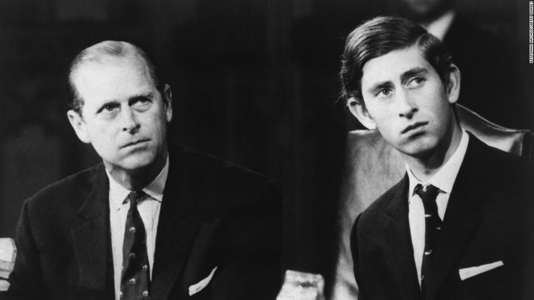Charles attends a conference with his father in November 1970.