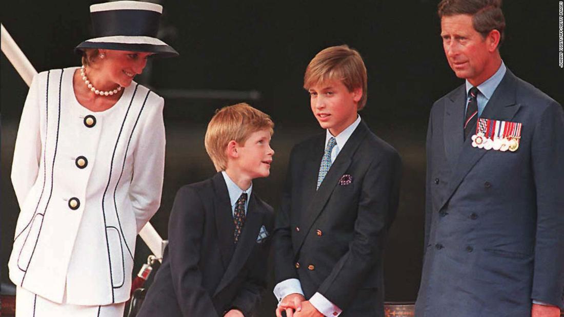 Charles, Diana and their two sons, William and Harry, gather for V-J Day commemorations in London in August 1995. The couple divorced one year later.
