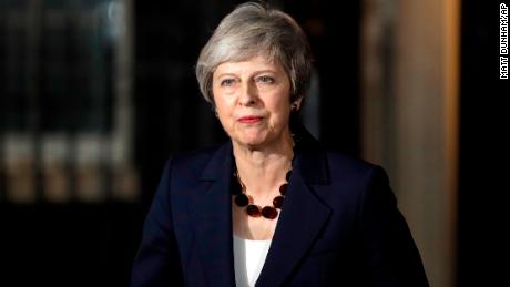 Britain&#39;s Prime Minister Theresa May delivers a speech outside 10 Downing Street in London, Wednesday, Nov. 14, 2018. British Prime Minister Theresa May says Cabinet agrees draft Brexit deal with European Union after &#39;impassioned&#39; debate. (AP Photo/Matt Dunham)