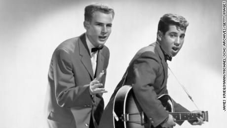 Art Garfunkel, left, with Paul Simon, around 1957. They were known at the time as "Tom and Jerry."