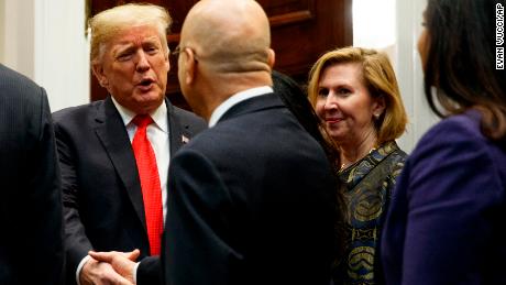 Deputy National Security Adviser Mira Ricardel, right, watches as President Donald Trump arrives for a Diwali ceremonial lighting of the Diya in the Roosevelt Room of the White House, Tuesday, Nov. 13, 2018, in Washington. In an extraordinary move, first lady Melania Trump is publicly calling for the dismissal of Ricardel. After reports circulated that the president had decided to remove Ricardel, the first lady&#39;s spokeswoman issued a statement saying: &quot;It is the position of the Office of the First Lady that she no longer deserves the honor of serving in this White House.&quot; Ricardel is national security adviser John Bolton&#39;s deputy. 