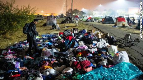 Evacuees take refuge in Walmart parking lot