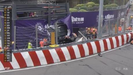 The Van Amersfoort Racing driver hit the back of Jehan Daruvala&#39;s car on lap four, then launched over the inside kerb into the car of Sho Tsuboi. 
