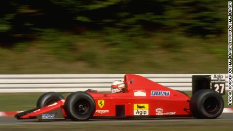 Nigel Mansell in action in his Scuderia Ferrari during the 1989 West German Grand Prix.