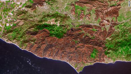 The burn scar from California's Woolsey Fire is visible from space