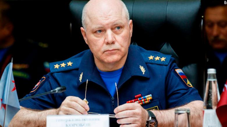 Igor Korobov, the head of the Russian military intelligence agency GRU, speaks during a news conference in Auhust 2017.