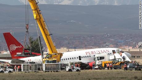 Plane skids off runway at Bolivian airport