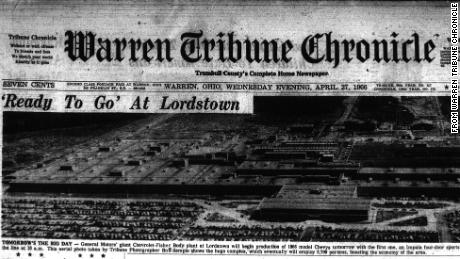 'Tomorrow's the big day': The local Warren Tribune Chronicle newspaper trumpets the opening of the Lordstown factory in 1966.