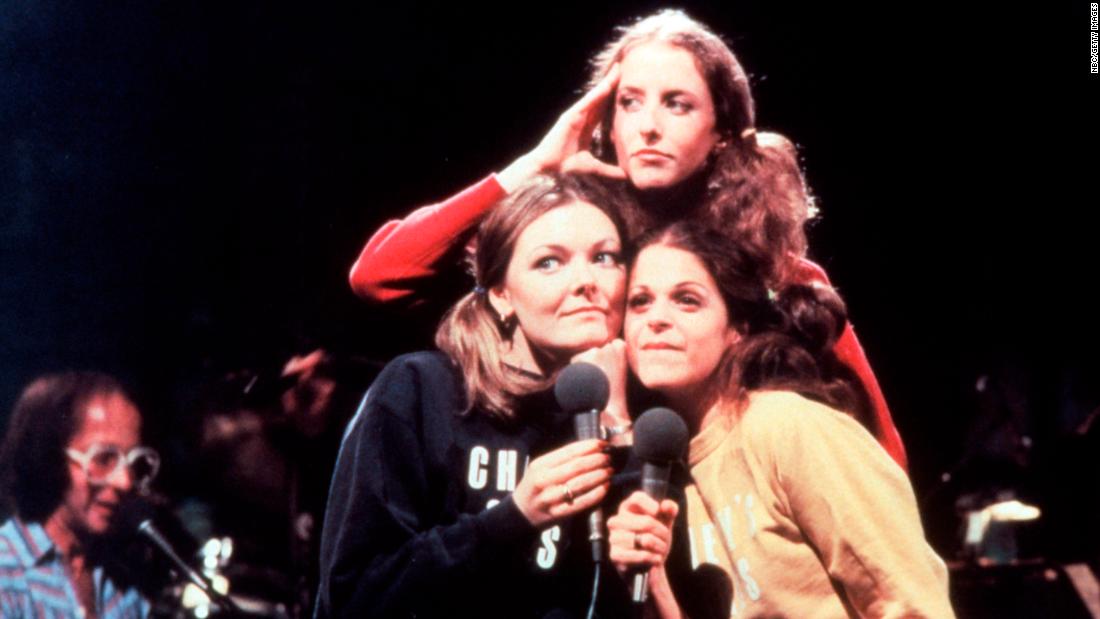 Jane Curtin, Laraine Newman and Radner on stage for the &quot;Chevy&#39;s Girls&quot; sketch during Season Two of &quot;SNL.&quot;