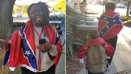 She wore a Confederate flag to vote, then she laid it on a civil rights leader&#39;s grave