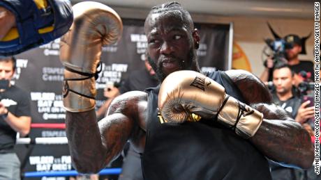 Deontay Wilder trains in California earlier this month ahead of his fight against Fury. 