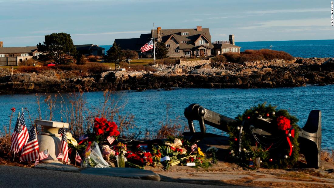 A makeshift memorial for Bush was created across from his family home in Kennebunkport, Maine.