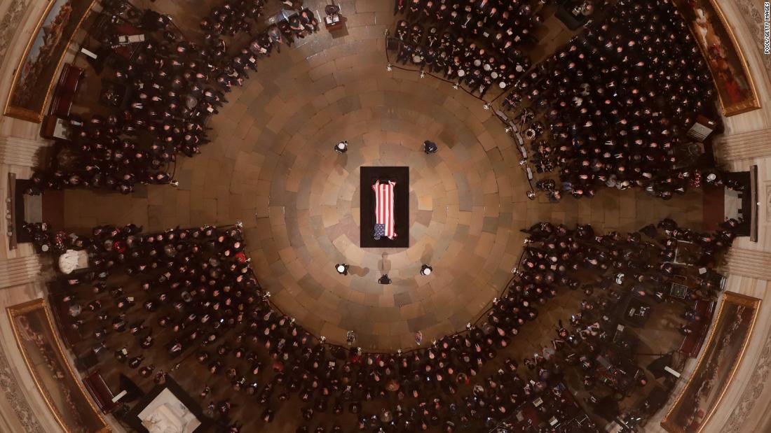 Bush&#39;s casket sits in the Capitol rotunda on December 3.