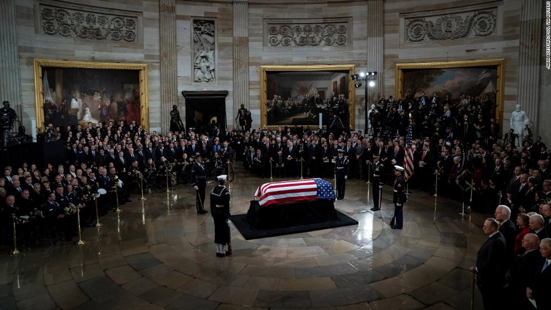 Bush lies in state in the Capitol rotunda.