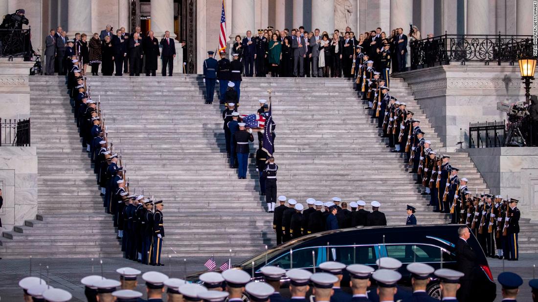 Bush&#39;s casket arrives at the Capitol on December 3.